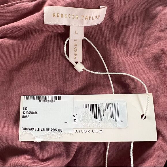 Rebecca Taylor Long Sleeve Knit Dress Pink Rose Large MSRP $295 - Picture 9 of 9